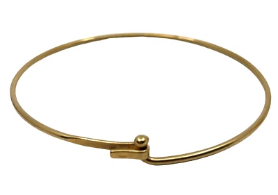 Винтажный круглый браслет-крючок из чистого желтого золота 14 карат 7 дюймов - Изображение 1 из 4