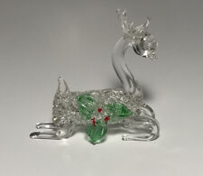 Vintage Christmas Tree Ornament Clear Glass Reindeer
