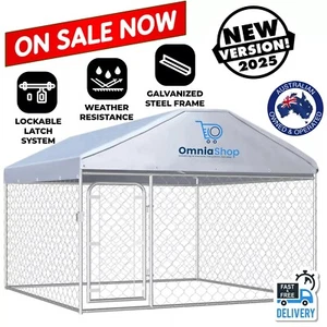 Dog Kennel Run Cage Galvanized Steel Fencing Pet Playpen Enclosure with Roof 2x2 - Picture 1 of 7