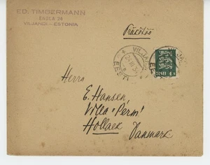 1934 ESTLAND - VIJANDI NACH DÄNEMARK 4S AUSLANDSBRIEF TOP - Bild 1 von 2