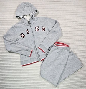 Vintage Nike Tracksuit Women's MEDIUM Gray Hoodie Sweatpants Wide Leg Sweatsuit - Picture 1 of 21