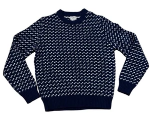 Vintage L.L. Bean Navy Birdseye Wool Long Sleeve Crew Sweater Men’s Small - Picture 1 of 5