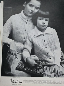 1959 Little girls Pandora cardigan collar button up sweaters vintage fashion ad - Picture 1 of 1