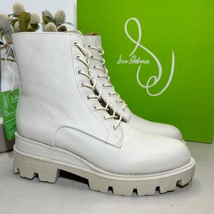 Sam Edelman Garret Leather Lace Up Boots Ivory H3805L5101 Women’s 7.5 M NWB - Picture 1 of 10