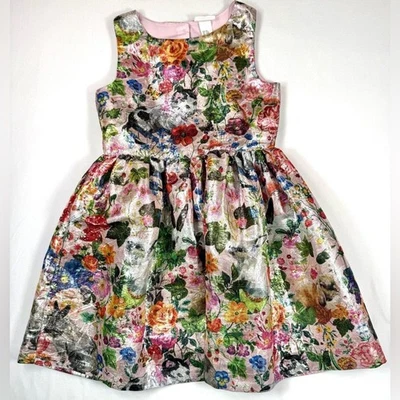 Vestido NATHALIE LETE X HM Niñas Floral Metálico Ajuste y Acampanado 9-10 años Caprichoso Foto 1 de 4
