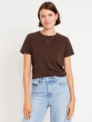 OLD NAVY Women's EveryWear Crew-Neck Cotton T-Shirt-Earthen Brown-Size M TALL - Image 1 of 3