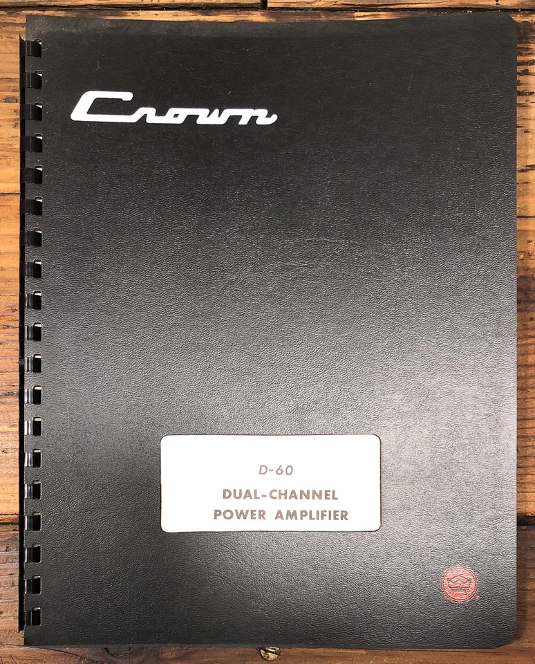 Amplificador Crown D-60 D60 Propietario/Manual de Usuario *Original* Foto 1 de 1