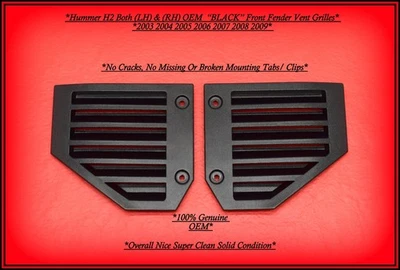 03-09 Hummer H2 Parrillas de ventilación para guardabarros LH RH | OEM Par de molduras negras Foto 1 de 3
