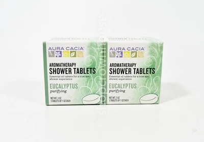 2 comprimidos de ducha de aromaterapia Aura Cacia EUCALIPTO = 6 comprimidos Foto 1 de 4