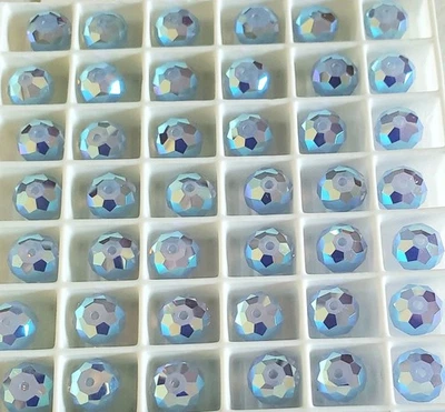 施华洛世奇 5040 8 毫米 Briolette 珠,空气蓝色蛋白石 AB2X (6 件) 罕见  — 第 1/3 张图片