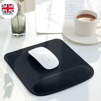Mouse Pad with Wrist Rest Black Support Anti-Slip Mat for Laptop PC NEW - Image 1 of 4