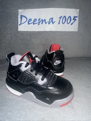 Toddler Air Jordan 4 Retro Athletic Shoes ‘Bred Reimagined’ BQ7670 006 - Size 7C - Image 1 of 4
