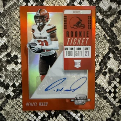 2018 PANINI CONTENDERS OPTIC DENZEL WARD ORANGE HOLO AUTO AUTOGRAPH RC ROOKIE 49 - Image 1 of 2