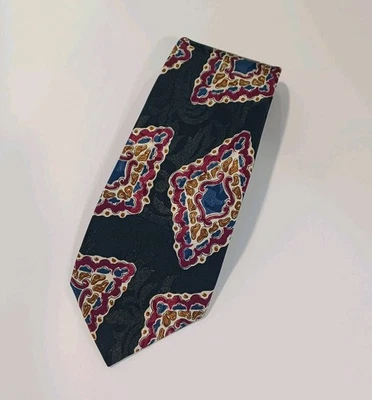 男式复古特使领带黑色栗色蓝色棕色复古钻石 — 第 1/4 张图片