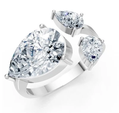 3 Carat Pear Lab Grown Diamond Solitaire Engagement Ring VS F 3.70 Ct 14K Gold - Image 1 of 4