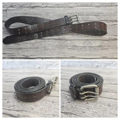 Vintage Grano Completo Cuero de Vaca Años 90 Marrón Grueso Doble Punta Talla 44 Foto 1 de 4