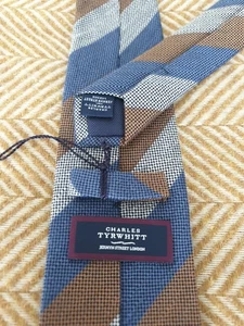 Corbata Charles Tyrwhitt mezcla seda y lino 8 cm nueva sin etiquetas - Imagen 1 de 5