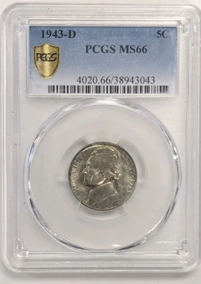 1943-D Jefferson Silver Nickel PCGS MS66 Nice Coin! - Image 1 of 3