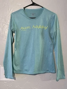Brooks Women’s Run Happy Long Sleeve Teal Shirt Size Small - Picture 1 of 4