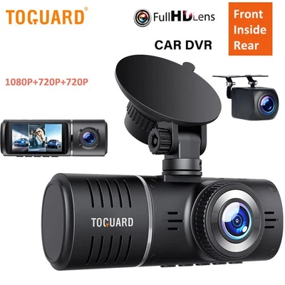 EYETOO TOGUARD FHD 1080P 3 Channel Dash Cam Front Inside Rear Mini Car Camera G-Sensor