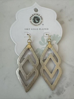 Nuevos Pendientes Spartina Deco Drama Cuero Dorado Foto 1 de 3