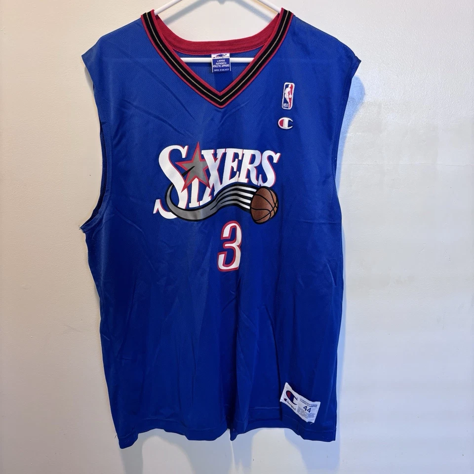 CHAMPION NBA PHILADELPHIA SIXERS BASKETBALL SHIRT JERSEY 3 ALLEN IVERSON SZ 44 - Image 1 of 4