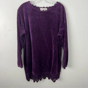 Vintage Velvet Lace Purple Blouse - Picture 1 of 5