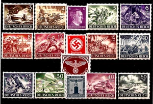 Nazi Germany Third 3rd Reich WW2 MNH 1943 WAR HERO stamp set U Boat Stuka etc - Picture 1 of 1
