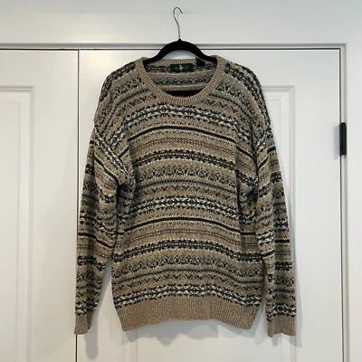 Suéter De Colección Hunt Club Para Hombre Tostado Seda con Azul Marino Manga Larga Cuello Redondo Talla XL Foto 1 de 4