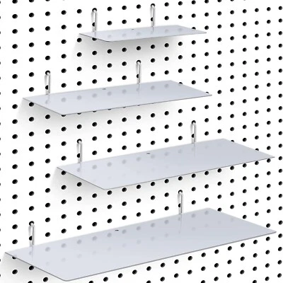 4 Pack Pegboard Shelves Wall Organizer Peg Board Shelf Brackets Steel Tray - image 1 of 4