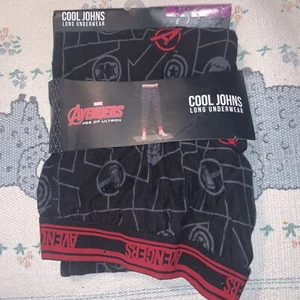 Men's XL NWT Marvel Avengers Cool Johns Long Underwear Age of Ultron Black Gray - Picture 1 of 5