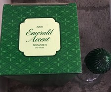 Avon Emerald Accent Decanter 9 1/2 High Vintage Decanter Nib!