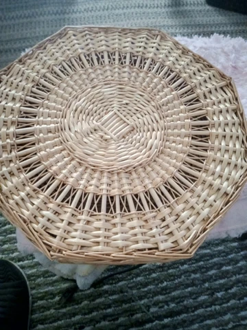 Vintage Wicker Basket Large Octagon with Lid Storage Boho Home Decor 13Lx13Wx3D Cover