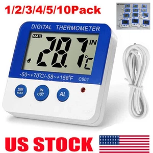 Digital Freezer/Fridge Thermometer with Magnet LED Alarm Indicator Max/Min °C/°F - Picture 1 of 13