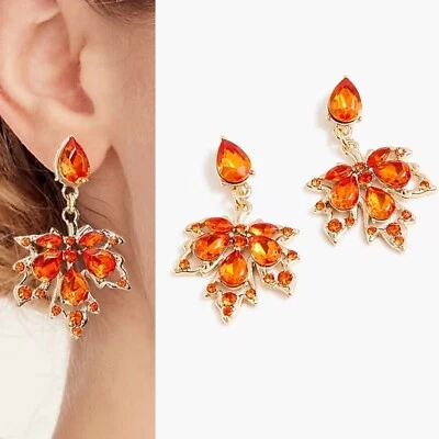 Pendientes J Crew con racimo de hojas de cristal naranja ámbar oro llamativos nuevos con etiquetas NUEVOS🍂 Foto 1 de 4