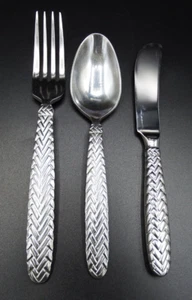 3 pcs Ralph Lauren Equestrian Braid Dinner Fork/Spoon/spreader 18/10 EXC! - Picture 1 of 4
