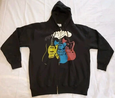 Fender Guitars Black Full Zip Hoodie Hood Sweatshirt Rock & Roll Lifestyle Men L - Image 1 of 4