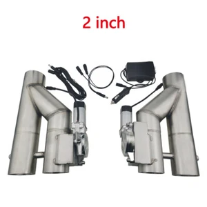 2in'' Double Electric Exhaust Valve Dual-Valve Dual-flap Y Pipe W/ Remote Switch - Picture 1 of 13