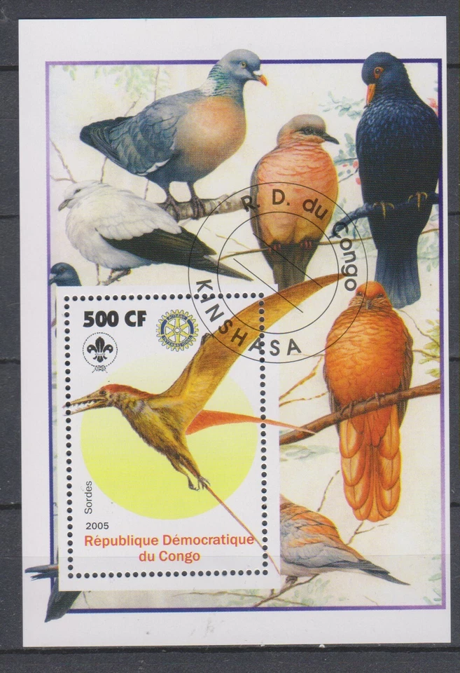 Timbres Dinosaures - Feuillet de timbres préhistoire de Congo - TBE - Photo 1/1