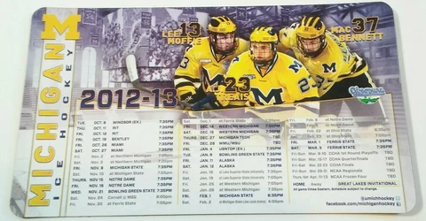 2012-13 Michigan Wolverines Hockey Magnet Schedule Cover