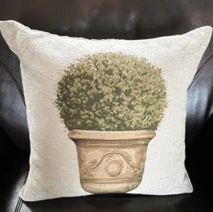 Hines 17” X 17” Tapestry Pillow Planter Design Velvet Back Zipper England - Picture 1 of 6