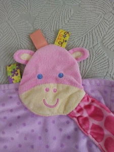 Wickel Giraffe Lovey 13"x14" rosa lila gepunktet Sicherheitsdecke Taggies - Bild 1 von 12