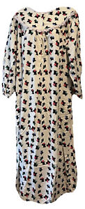 Lanz of Salzburg Scottie Dog Soft Cotton Flannel Long Sleeve Nightgown - Medium