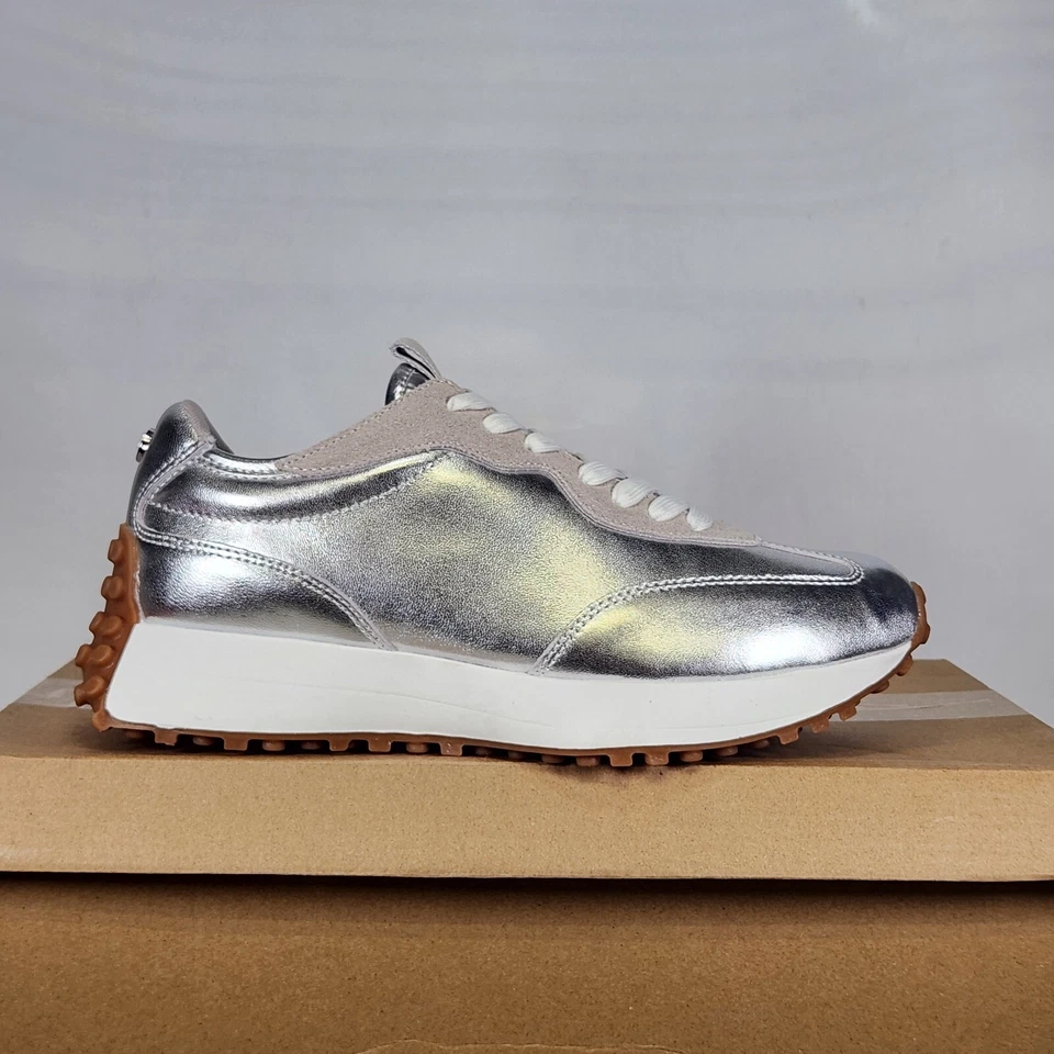 Talla 8.5 - Steve Madden Campo - Cuero plateado y gamuza - Mujer Foto 1 de 4