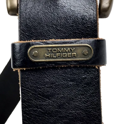 Пояс Tommy Hilfiger унисекс размер 36 толстый черный кожаный коренастый богемное мото гранж - Изображение 1 из 4