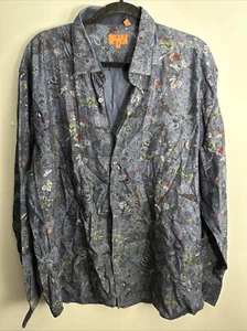 Tallia Shirt Mens 2XL Cotton Floral Print Button Up Long Sleeve Casual Collared - Picture 1 of 12