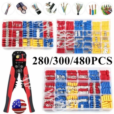 480PCS ELECTRICAL WIRE TERMINAL ASSORTMENT SET INSULATED CRIMP CONNECTORS SPADE - Image 1 of 4
