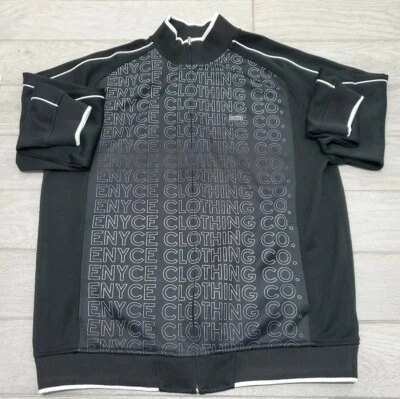 Chaqueta deportiva Enyce para hombre talla grande L blanco y negro con cremallera  Foto 1 de 4