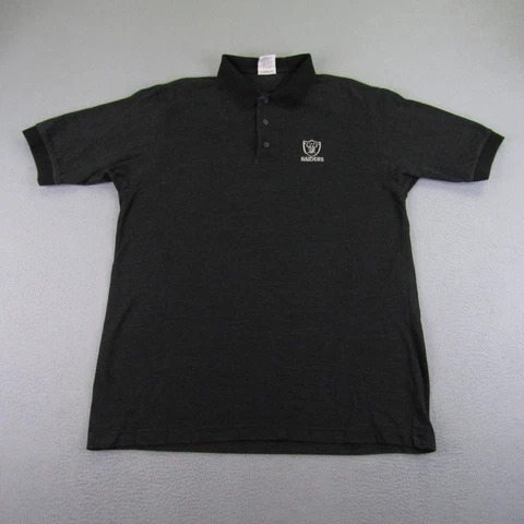 Oakland Raiders Polo Shirt Mens Large Black Shorts Sleeve NFL Football Cover