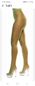 Smiffy's Sheer Desires Lattice Net Tights, yellow one size fits most - Picture 1 of 1